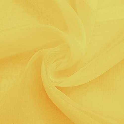 Sheer Voile Window Treatment Rod Pocket Curtain Panels for Kitchen Bedroom Living Room Drapes Sunlight Filtering Privacy Semi Home Decor Assorted Colors Sizes (Yellow / 52"W x 45"L (Pack of 2))