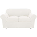3 Piece Stretch Sofa Covers for 2 Cushion Loveseat Couch Covers for Living Room Sofa (Medium / Porcelain White)