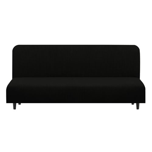 Stretch Futon Cover Armless Bed Slipcover (Black / Futon)