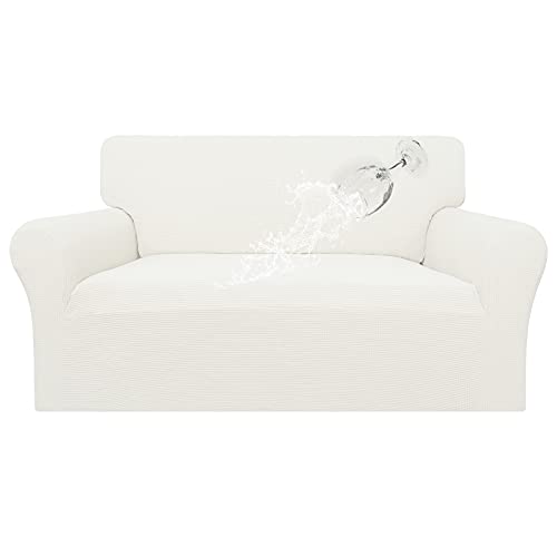100% Waterproof Loveseat Couch Cover Stretch Jacquard Sofa Cover (Cream / Loveseat)