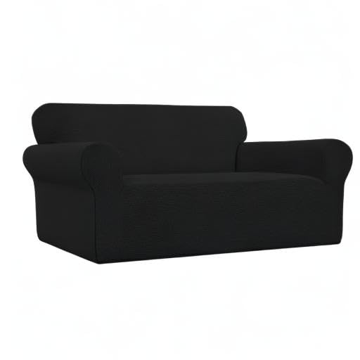Stretch Loveseat Couch Covers Washable Black (Medium Loveseat / Black)