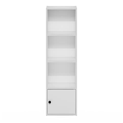 Luder Shelf Bookcase with 1 Door Storage Cabinet (White / 4-Cube with Cabinet)