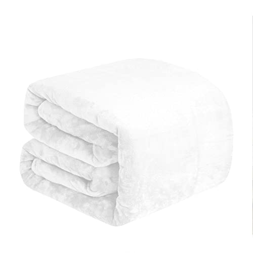 Fleece Blanket Soft Plush Throw for Couch White 50"x60" (White / Throw(50"x60"))