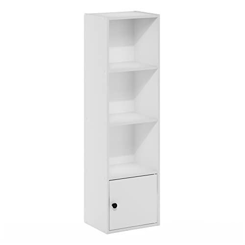 Luder Shelf Bookcase with 1 Door Storage Cabinet (White / 4-Cube with Cabinet)