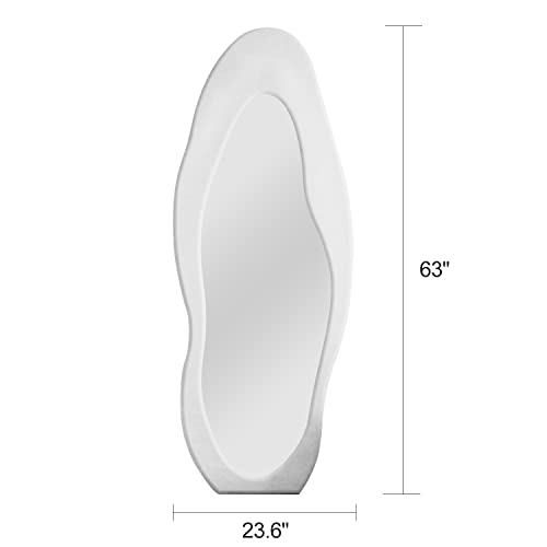 63" x 24" Full Length Mirror Irregular Wavy Floor Mirror (White-irregular / 63"L x 24"W)
