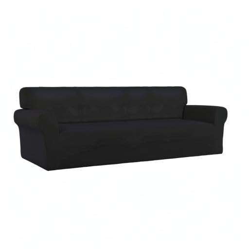 Stretch Couch Covers for Sofa 4 Seater Slipcovers Black (XX-Large 4-Seater Sofa / Black)