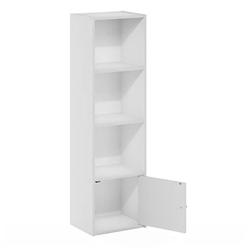 Luder Shelf Bookcase with 1 Door Storage Cabinet (White / 4-Cube with Cabinet)