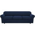 4 Piece Stretch Sofa Covers for 3 Cushion Couch Covers for Living Room Furniture Slipcovers (Large Plus / Navy)