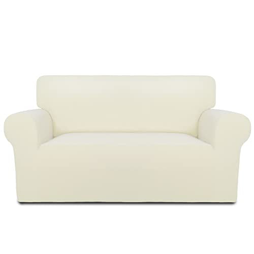 Stretch Loveseat Covers Fleece Couch Covers for Sofa Ivory (Medium Loveseat / Ivory)