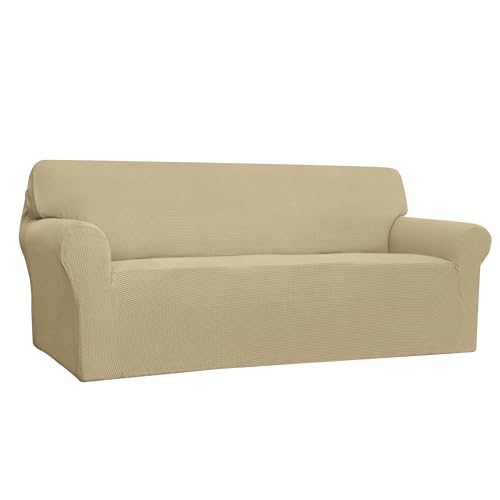 Stretch 4 Seater Oversized Sofa Couch Cover Beige (XX-Large Sofa / Beige)