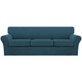 4 Piece Sofa Covers for 3 Cushion Couch Sofa Slipcover Soft Couch Cover for Dogs Washable Furniture Cover with 3 Individual Large Cushion Covers Feature Fabric (L Sofa (3 Cushion) / Deep Teal)