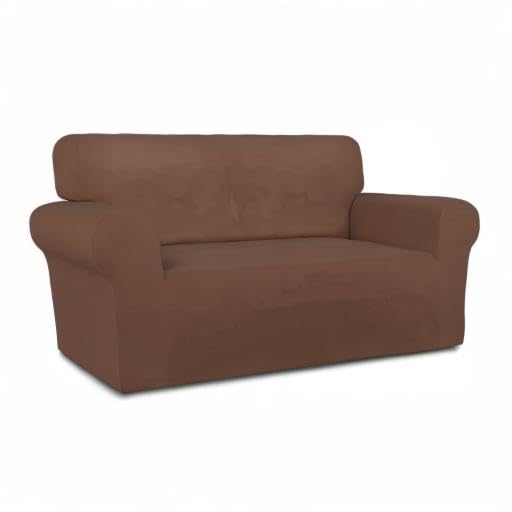 Stretch Loveseat Covers Fleece Couch Covers for Sofa Brown (Medium Loveseat / Brown)