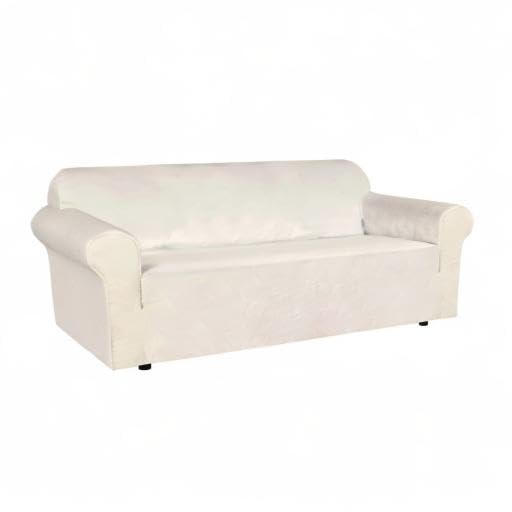 Stretch Velvet Sofa Covers for 3 Cushion Couch Covers Sofa Slipcovers Furniture Protector Soft with Non Slip Elastic Bottom (Ivory / Sofa)