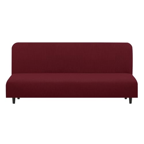 Stretch Futon Cover Armless Bed Slipcover (Burgundy / Futon)