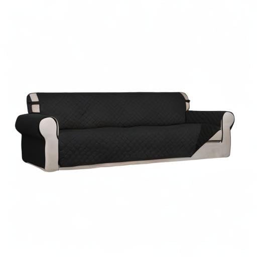 Reversible Quilted Couch Covers for Dogs Sofa Cover 4 Seater 88" (XX-Large / Black/Black)