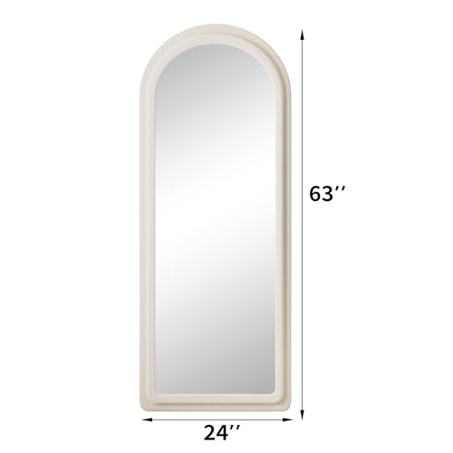 Floor Mirror Full Length Mirror with Stand (Arched - White)