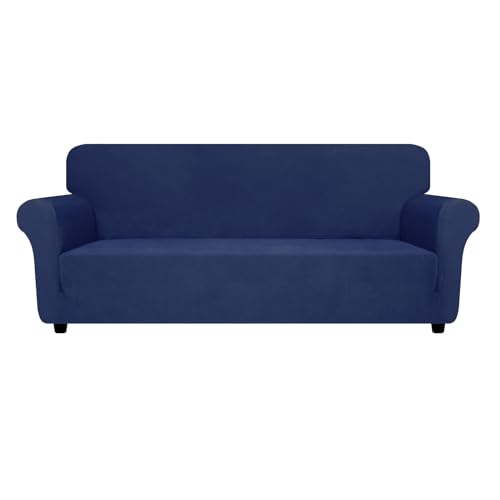 Super Stretch Couch Cover (- Navy Blue / Large (72"-92"))
