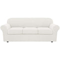 4 Piece Stretch Sofa Covers for 3 Cushion Couch Covers for Living Room Furniture (Large / Porcelain White)