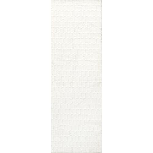 Nia White Geometric Washable Runner Rug (Nia White / 2'6" x 10' (Rectangular))
