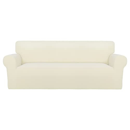 Stretch Oversized Couch Covers Fleece Sofa Slipcovers Ivory (X-Large Oversized Sofa / Ivory)