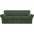 4 Piece Sofa Covers for 3 Cushion Couch Sofa Slipcover Soft Couch Cover for Dogs Washable Furniture Cover with 3 Individual Large Cushion Covers Feature Fabric (L Sofa (3 Cushion) / Bronze Green)