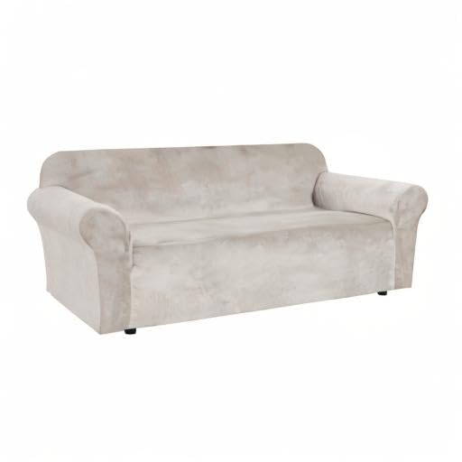 1 Peice Stretch Velvet Sofa Covers for 3 Cushion Couch Covers Sofa Slipcovers Furniture Protector Soft (Oatmeal / Sofa)