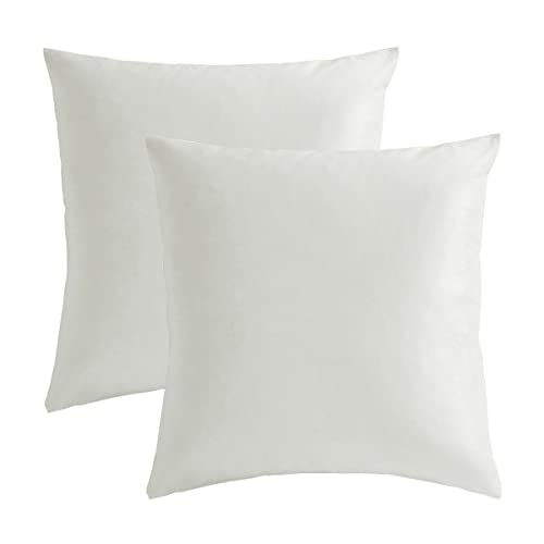Ivory Velvet Decorative 18x18 Throw Pillow Covers for Sofa Bed 2 Pack Soft Cushion Cover (Rice Ivory / 18" x 18" (Pack of 2))