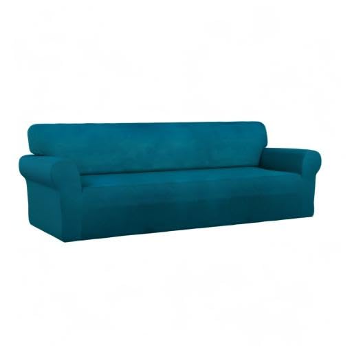 Stretch Couch Covers for Sofa 4 Seater Slipcovers Peacock Blue (XX-Large 4-Seater Sofa / Peacock Blue)