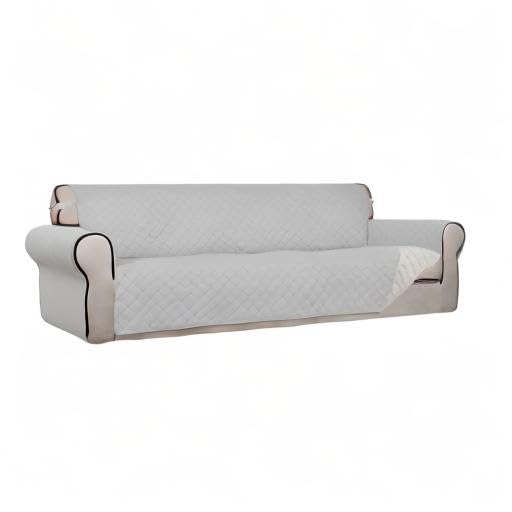 Reversible Quilted Couch Covers for Dogs Sofa Cover 4 Seater 88" (XX-Large / Light Gray/Ivory)