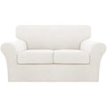 3 Piece Sofa Covers for 2 Cushion Couch Sofa Slipcover Soft Couch Cover for Dogs (Loveseat (2 Cushion) / Porcelain White)