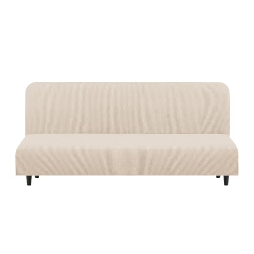 Stretch Futon Cover Armless Bed Slipcover (Beige / Futon)