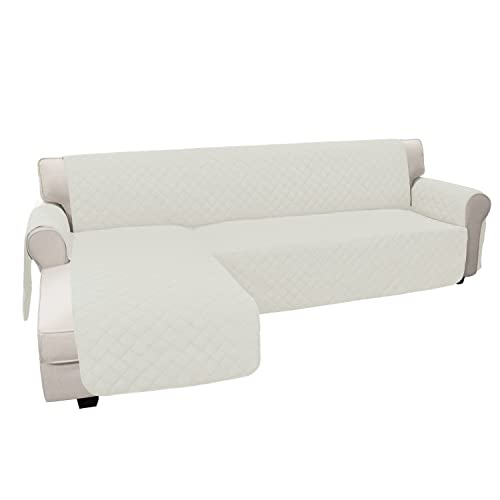 Reversible L Shape Sectional Couch Cover (Large / Ivory/Ivory)