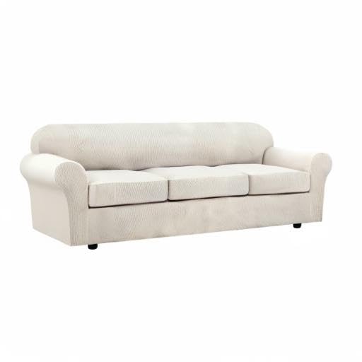 4 Piece Stretch Sofa Covers for 3 Cushion Couch Covers for Living Room Furniture Slipcovers (X-Large / Ivory)