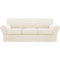 4 Piece Sofa Covers for 3 Cushion Couch Sofa Slipcover Soft Couch Cover for Dogs (Sofa (3 Cushion) / Cream)
