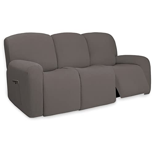 Super Stretch 3 Seats Recliner Sofa Couch Cover with Pocket (Large Recliner Sofa / Taupe)