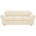 4 Piece Stretch Sofa Covers for 3 Cushion Couch Covers for Living Room Furniture (Large / Cream)