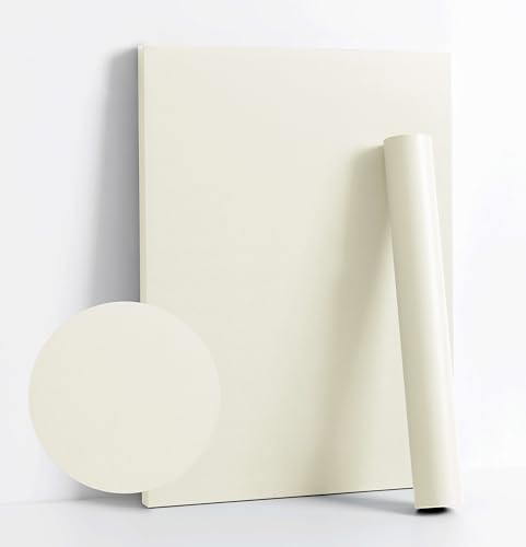 78.7''x17.7'' White Peel and Stick Wallpaper Contact Paper Modern Self Adhesive Wall Paper Removable Renter Friendly Textured Solid Color Shelf Cabinet Vinyl Roll (Cream White / 17.7" x 78.7")