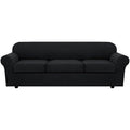 4 Piece Stretch Sofa Covers for 3 Cushion Couch Covers for Living Room Furniture Slipcovers (Large Plus / Black)