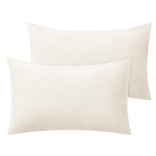 Flannel King Size Pillow Cases Set of 2 (Off White / 36" x 20" (Pack of 2))