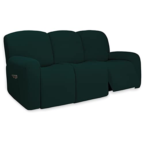 Super Stretch 3 Seats Recliner Sofa Couch Cover with Pocket (Large Recliner Sofa / Deep Teal)