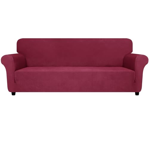 Oversized Super Stretch Couch Cover (- Wine Red / X-Large (92"-115"))