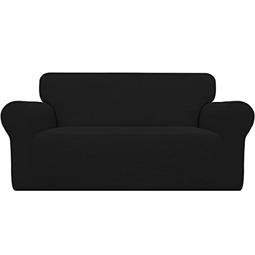 Stretch Loveseat Couch Covers Washable Black (Medium Loveseat / Black)
