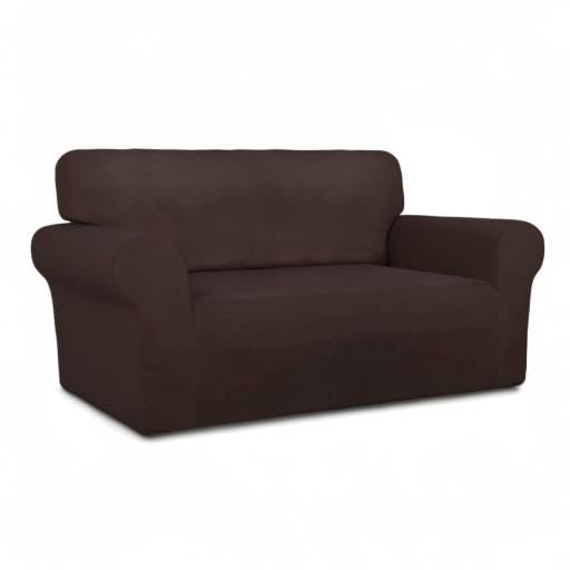 Stretch Loveseat Covers Fleece Couch Covers for Sofa Chocolate (Medium Loveseat / Chocolate)