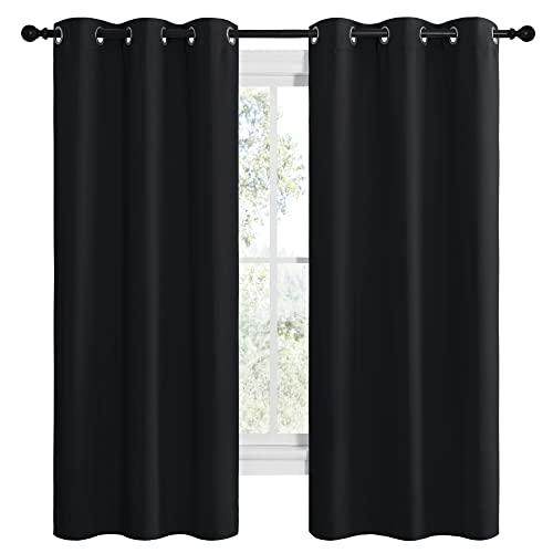 Black Blackout Curtains for Bathroom 42" Wide x 68" Long 2 Panels (Black / 42"W x 68"L (Pack of 2))