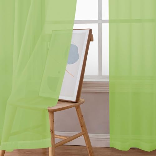 Lime Sheer Curtains 96 inches Long 2 Panels (Lime / 42"W x 96"L (Pack of 2))