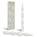 Smokeless White Spiral Taper Candle Unscented Taper Candlesticks Handmade 10 Inch Long Twisted Candles for Candlelight Dinner Wedding Home Decor (White-2p / 10 INCH)