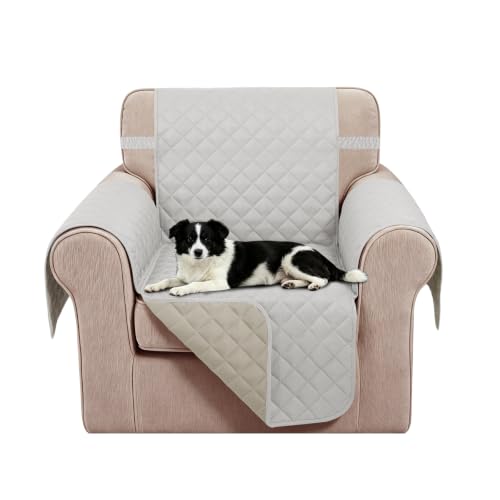 Reversible Recliner Chair Covers (Light Grey/Beige / 23'' Chair)
