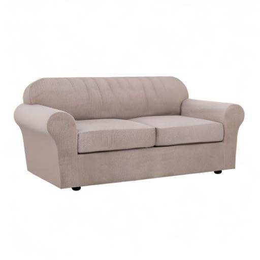 3 Piece Stretch Sofa Covers for 2 Cushion Sofa Couch Covers for Living Room Furniture Cover (Medium-XL / Sand)