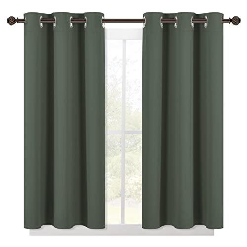 Short Blackout Curtains Noise Reducing (Dark Mallard / 42"W x 45"L (Pack of 2))