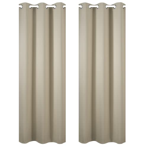 Beige Blackout Curtains 34 x 84 Inch Length (Beige / 34"W x 84"L (Pack of 2))